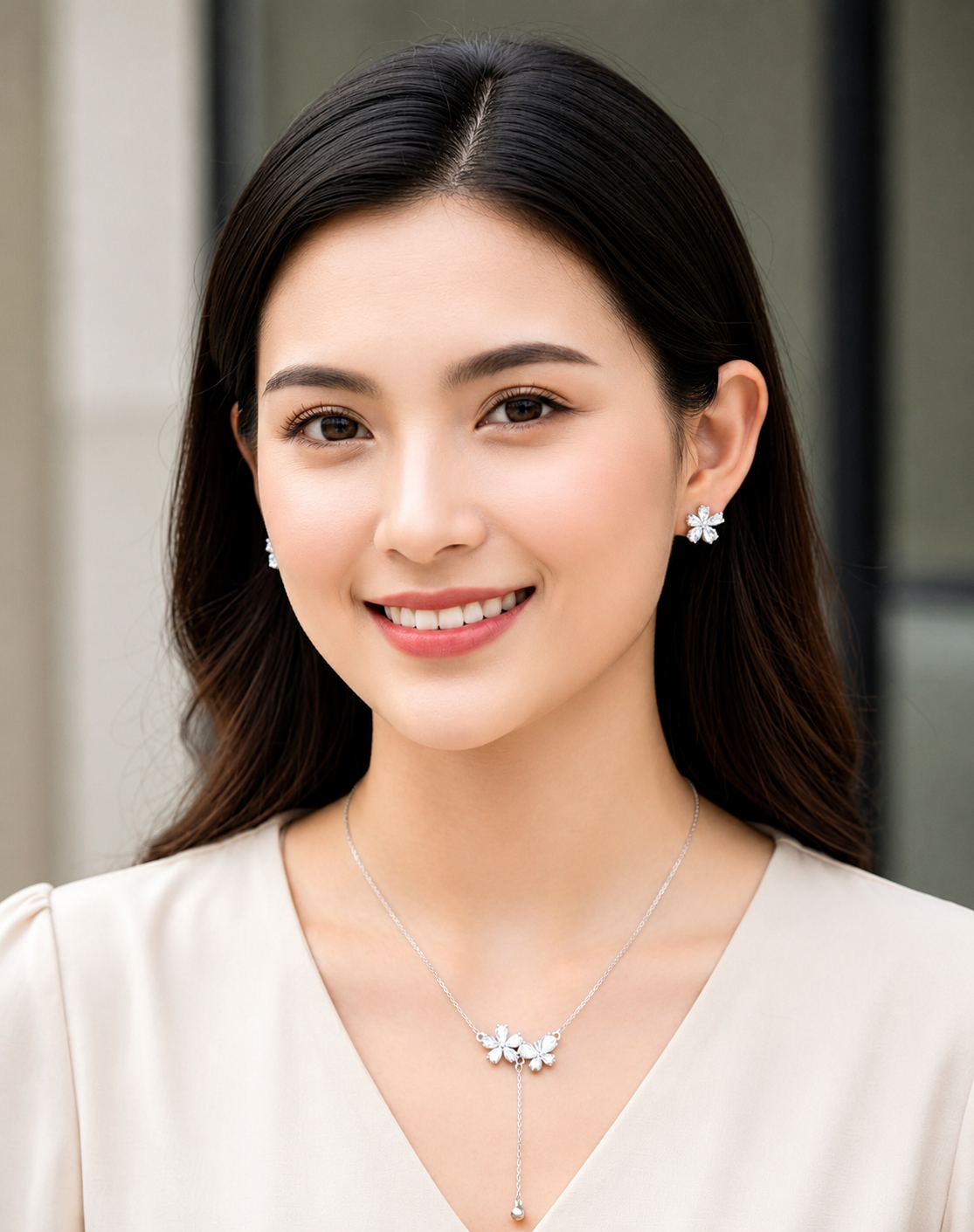 Floral Drop Necklace Set