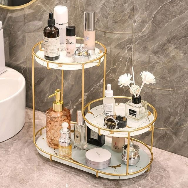 Makeup Storage Rack, Cosmetic Storage Shelf, 3 round Floors 1 round floor Makeup Organizer