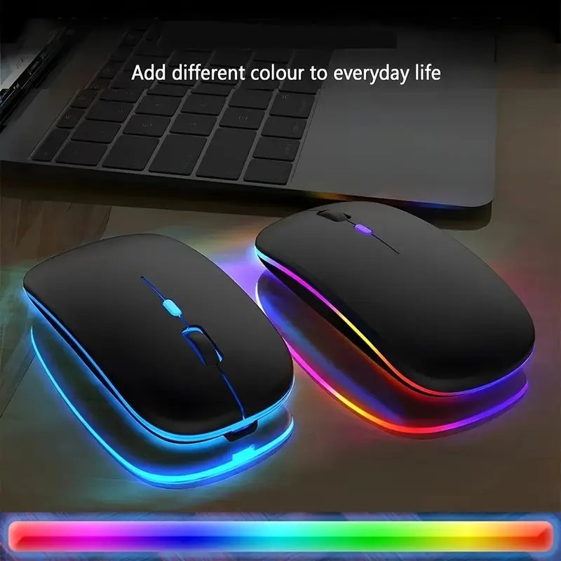 RGB Wireless & Bluetooth Mouse – Slim, Silent, Dual Mode with Adjustable DPI