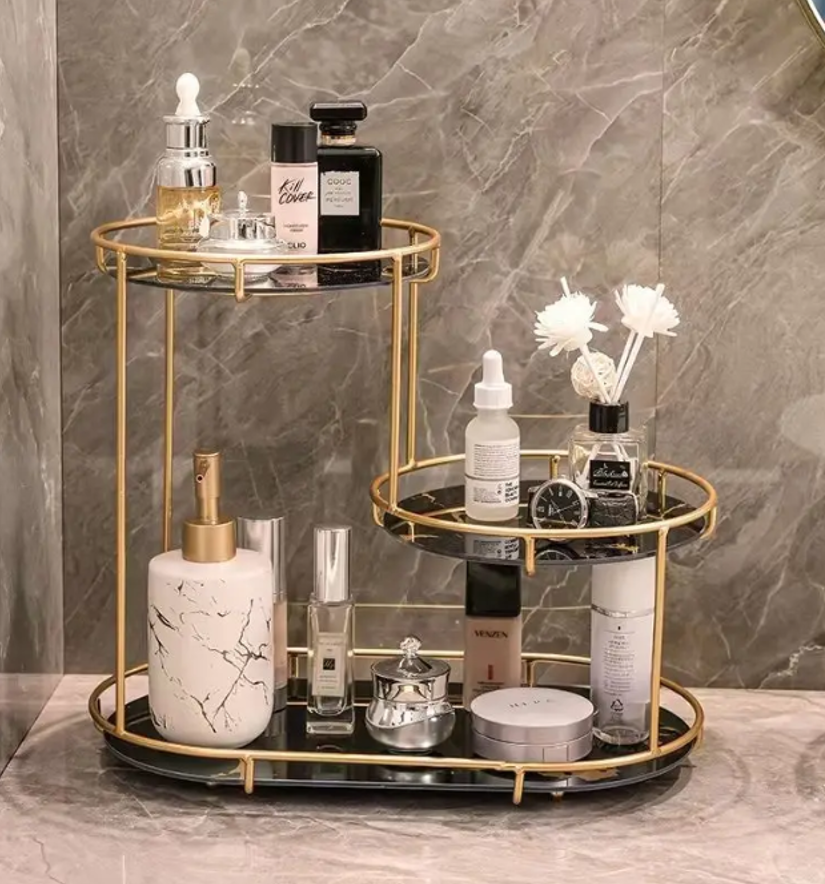 Makeup Storage Rack, Cosmetic Storage Shelf, 3 round Floors 1 round floor Makeup Organizer