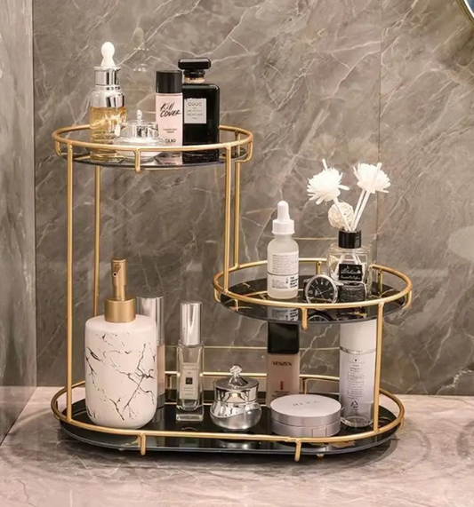 Makeup Storage Rack, Cosmetic Storage Shelf, 3 round Floors 1 round floor Makeup Organizer