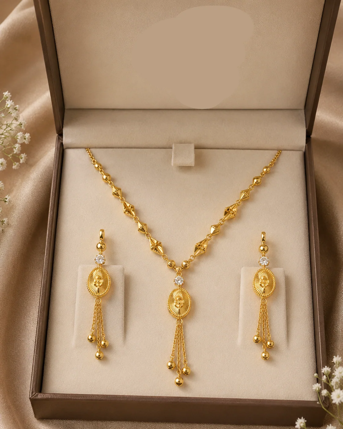 Elegant Pendant Ovel Necklace Set