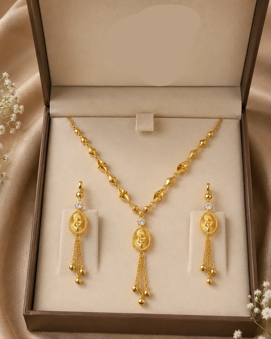 Elegant Pendant Ovel Necklace Set
