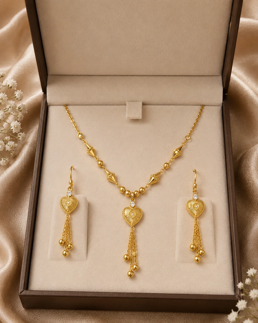 Elegant Heart Tassel Necklace Set