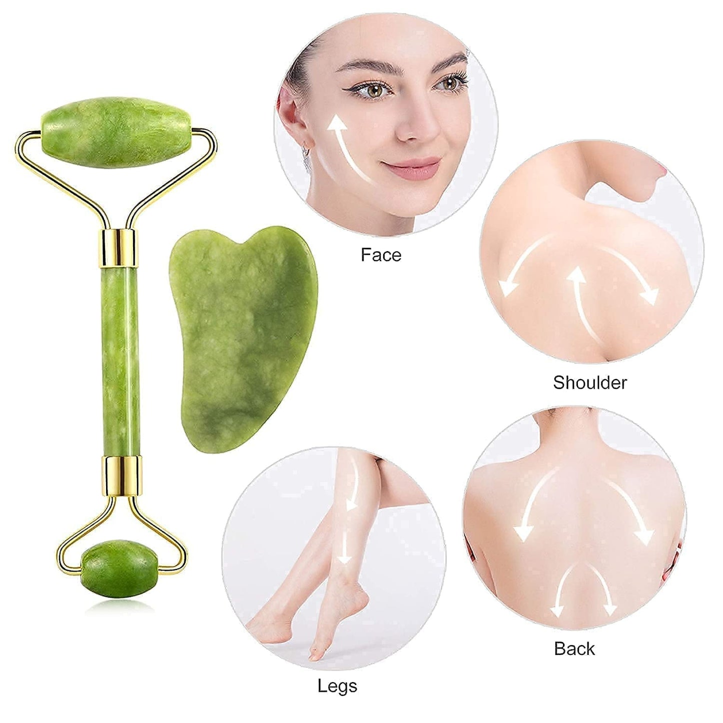 Face Stone Jade Roller Massager with Gua Sha Stone And Ice Roller Multicolour Set