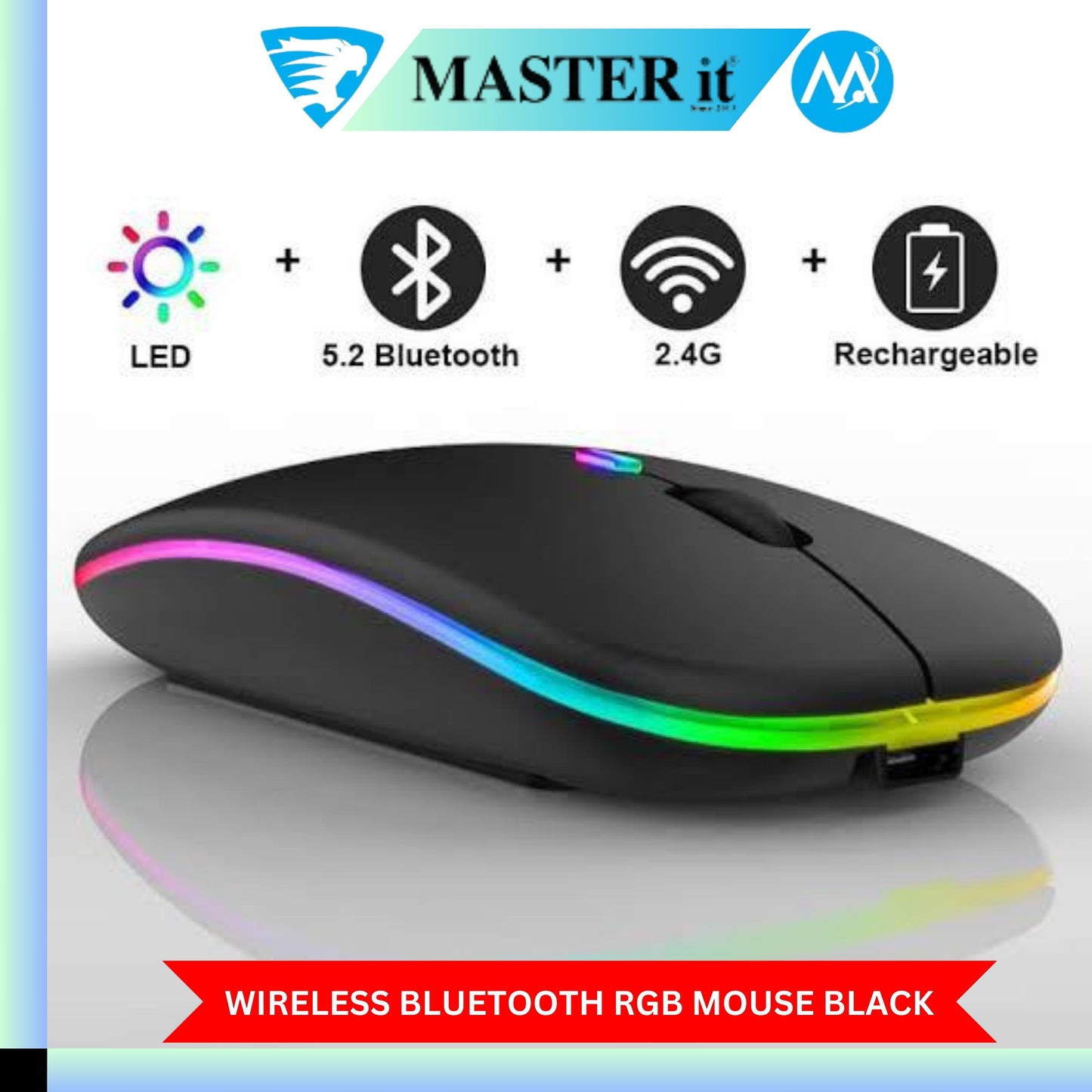 RGB Wireless & Bluetooth Mouse – Slim, Silent, Dual Mode with Adjustable DPI