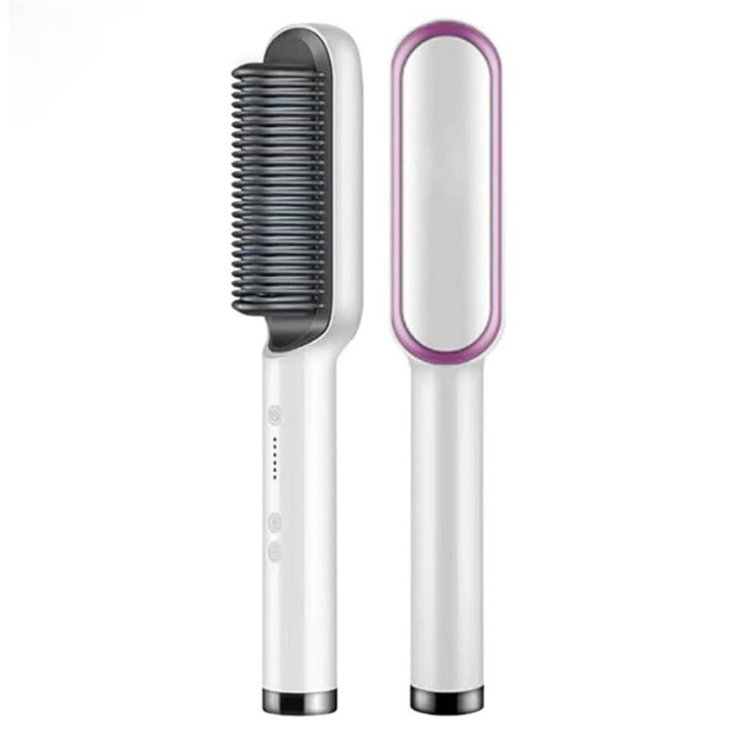 2-in-1 Electric Hair Straightening & Curling Brush | Fast Heating Styling Comb | Portable Hair Straightener for All Hair Types