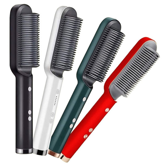 2-in-1 Electric Hair Straightening & Curling Brush | Fast Heating Styling Comb | Portable Hair Straightener for All Hair Types