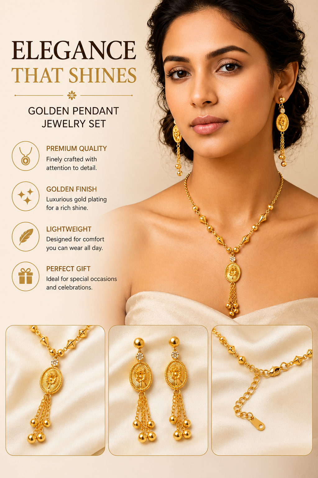 Elegant Pendant Ovel Necklace Set