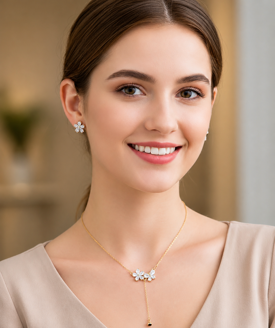 Floral Drop Necklace Set