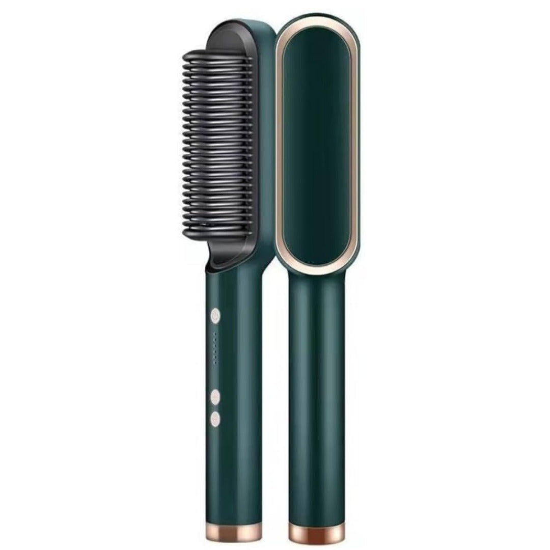 2-in-1 Electric Hair Straightening & Curling Brush | Fast Heating Styling Comb | Portable Hair Straightener for All Hair Types