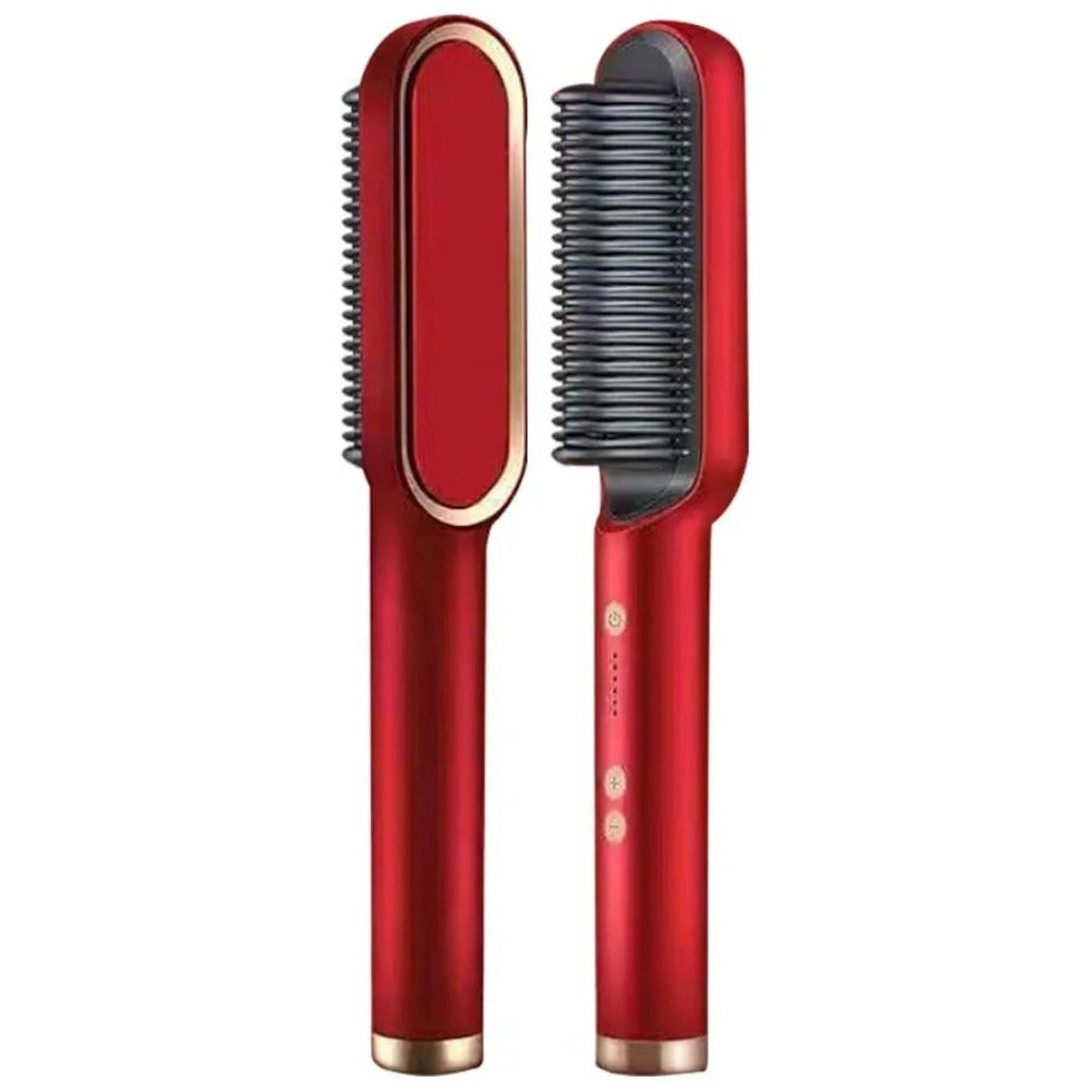 2-in-1 Electric Hair Straightening & Curling Brush | Fast Heating Styling Comb | Portable Hair Straightener for All Hair Types