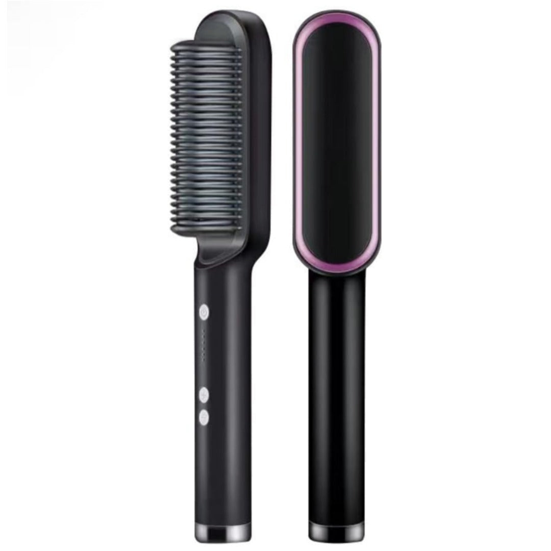 2-in-1 Electric Hair Straightening & Curling Brush | Fast Heating Styling Comb | Portable Hair Straightener for All Hair Types